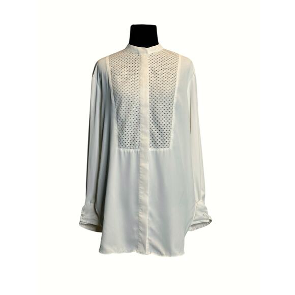 H&M white long sleeves hidden button tunic blouse size Small - Picture 16 of 16